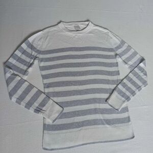 a new day Women's White and Gray Striped Sweater